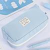 Adorable Lucky Cat Pencil Case Cute Cartoon Soft Stationery Bag Large Capacity Solid Color Organizer Aesthetic School Supplies
