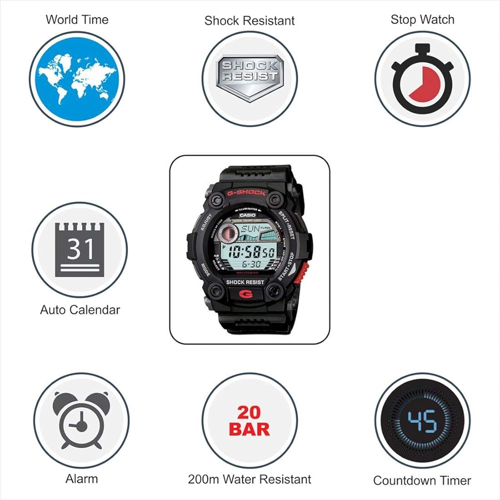 Casio G-Shock G-7900-1 Black Tide Graph Moon Data Men's Watch
