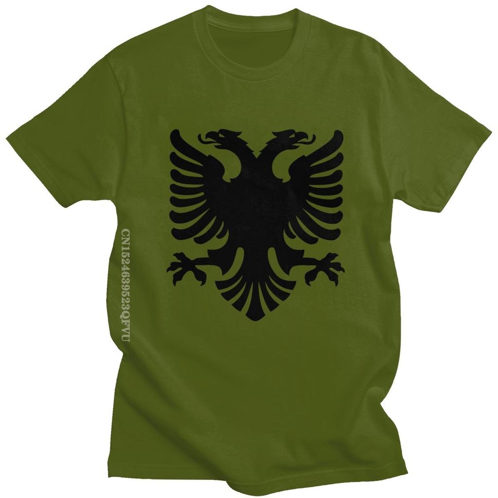 Flag Of Albania Eagle Tshirts Men Cotton Albanian Pride Tee Tops Round Neck Kawaii T Shirt Streetwear Men Casual Tshirt