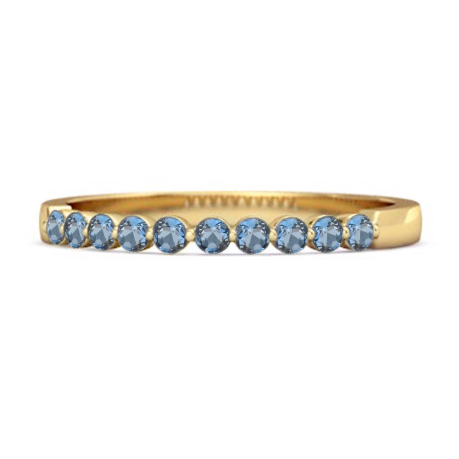 London Blue Topaz Half Eternity Design Band Ring - 925 Sterling Silver Gold Vermeil 6.5