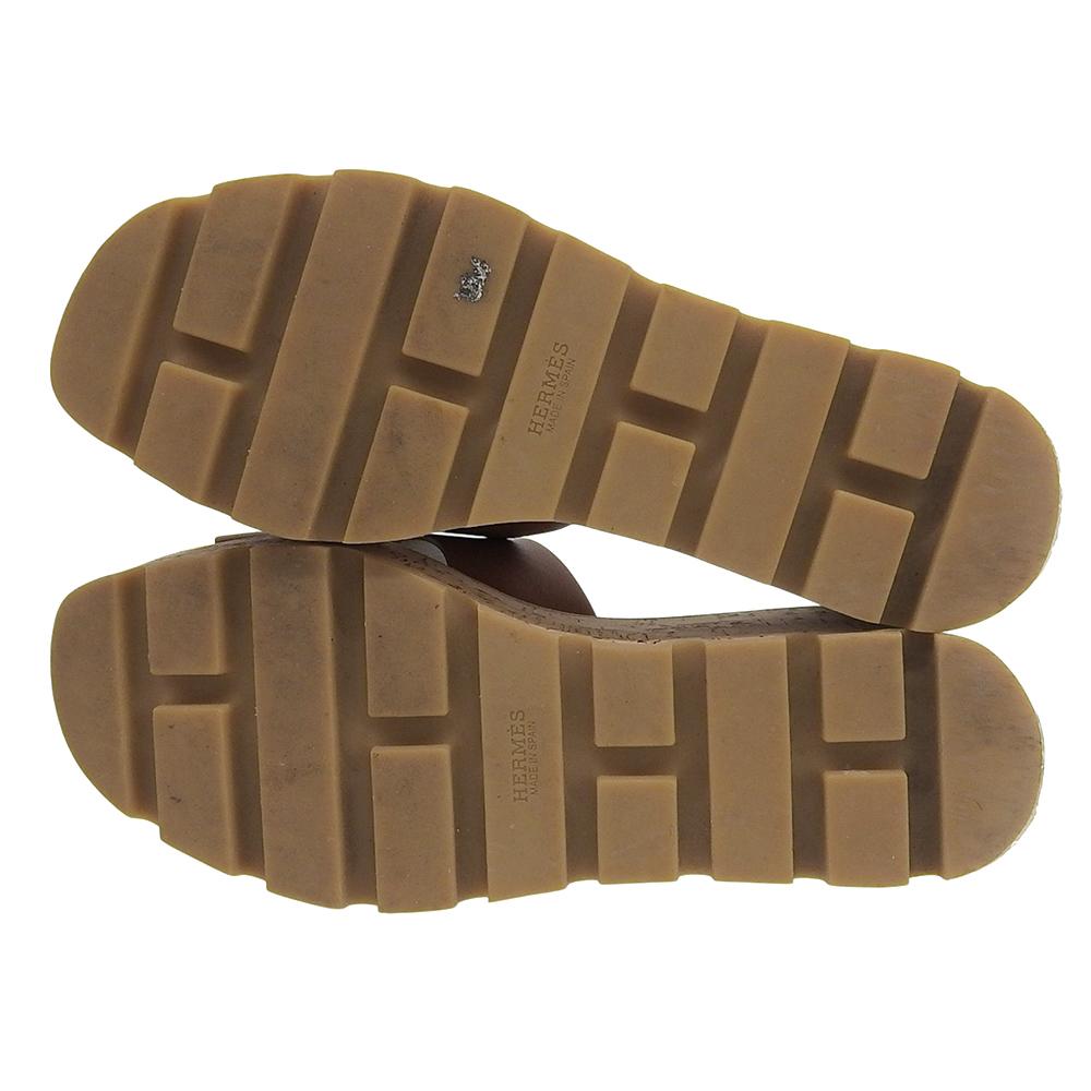 HERMES Eze platform sandals, women's, brown, size 36 shoes 36 BrownUsed