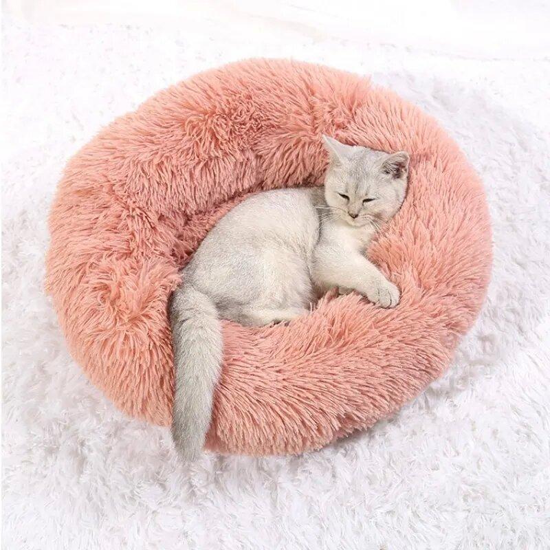 40-90cm Round Pet Bed For Large Dog Bed Super Soft Cat Carpet Bed Long Plush Dog House For Medium Dog House Winter Warm Sleeping