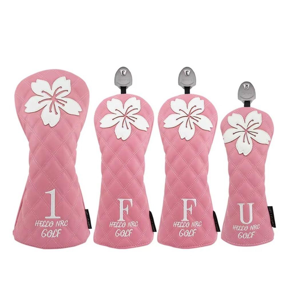 PU Leather Golf Club Protector Sakura Pattern Wood Headcover Golf Head Cover  Golf Supplies