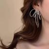 Gentle Temperament Beaded Bow Tassel Earrings - 925 Silver, Niche Design, Light Luxury, 2026 New Style