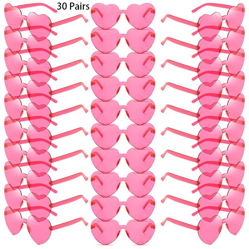 

30 пар в наборе солнцезащитные очки в форме сердца милые безободковые однотонные пляжные отпускные очки женский модный дизайн рейв солнцезащитные очки