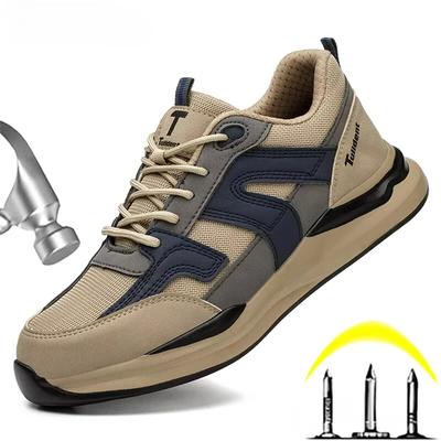 Mode Herren Sicherheitsschuhe Unzerstörbare Schuhe Anti-Quetsch Herren Stahlkappenschuhe Durchstichsicher Herrenstiefel Leichte Arbeitssicherheitsschuhe