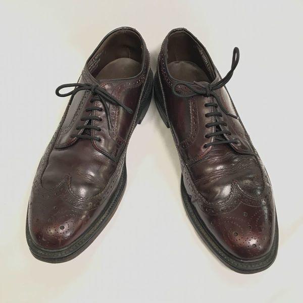 Vintage 70s-80s Long Wingtip Goodyear Welt Shoes Red Brown Size 10D/B 27.0-28.0(USED)