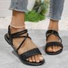 Women's Sandals Summer Korean Version Net Red Wear Fashion Versatile Woven Flat Fairy Roman Sandals