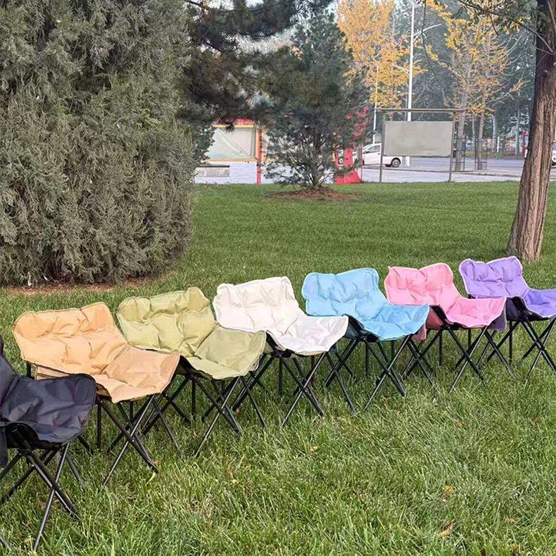 Skládací měsíční židle s polstrováním a nízkou opěrkou pro podzim/zimu - Přenosná venkovní kempingová židle