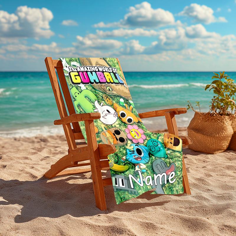 Personalized Customized Proof Beach Towel with The Amazing World of Gumball Pattern - Soft, Absorbent,quick-drying,perfect Swimming,camping&bathing