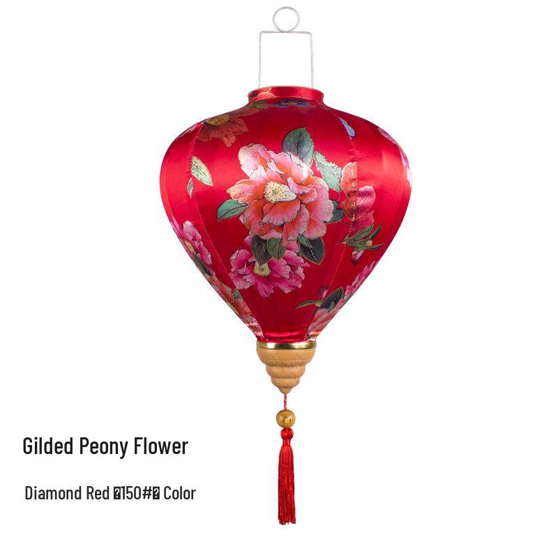 Gold-Edged Peony Palace Lantern - Chinese Style for New Year, Spring Festival, Weddings, Outdoor, or Housewarming Decor