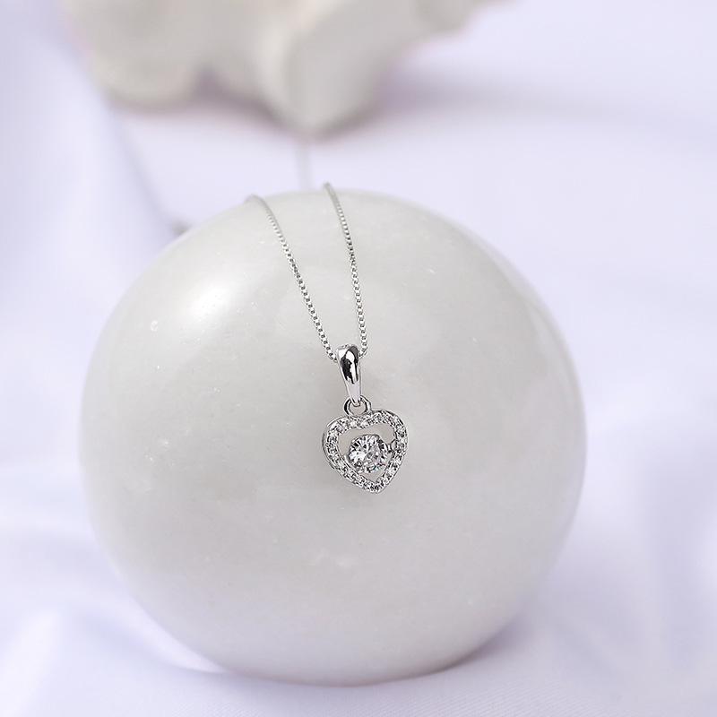 Beixi S925 Sterling Silver Heartbeat Diamond Necklace - Elegant & Luxurious Clavicle Chain for Women 925 Sterling Silver