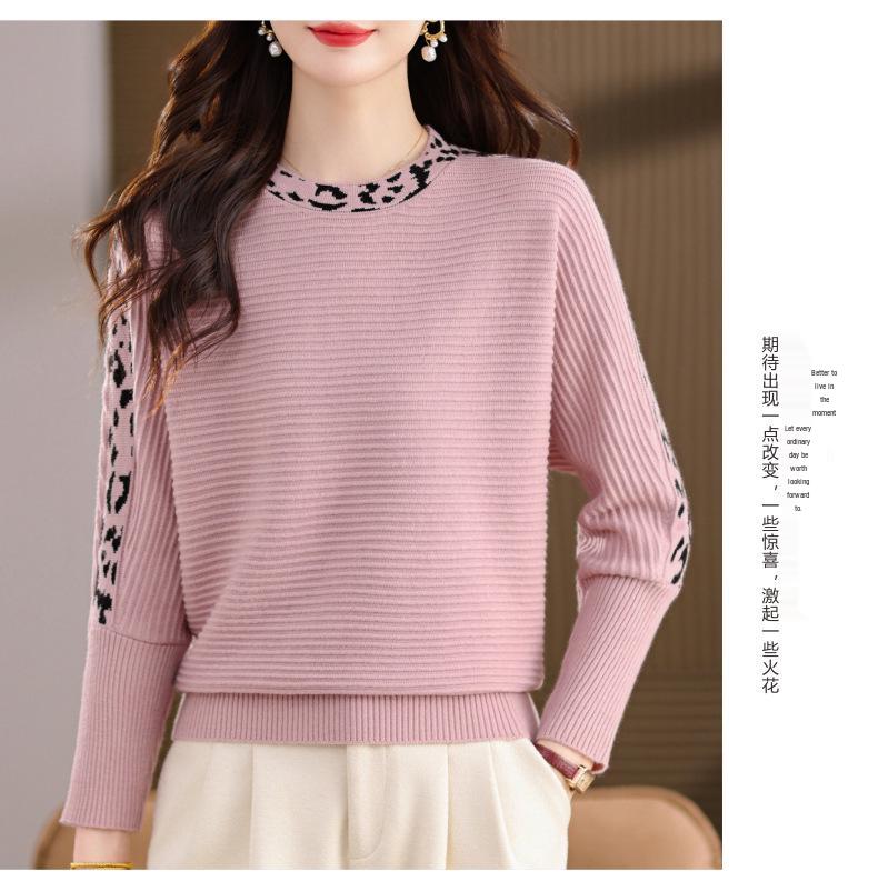 

Модный женский шерстяной свитер - Весенне-осенняя базовая рубашка с длинным рукавом Medium розовый