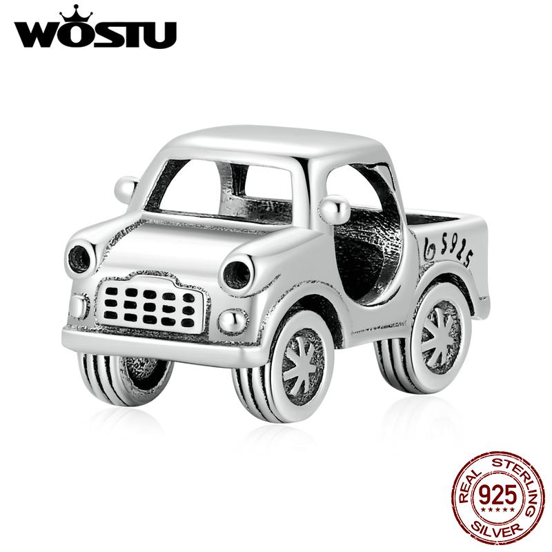 WOSTU 2021 925 Sterling Silver Vintage Pickup Truck Car Pendant Charm Beads Fit Original Bracelet DIY Jewelry CTC531