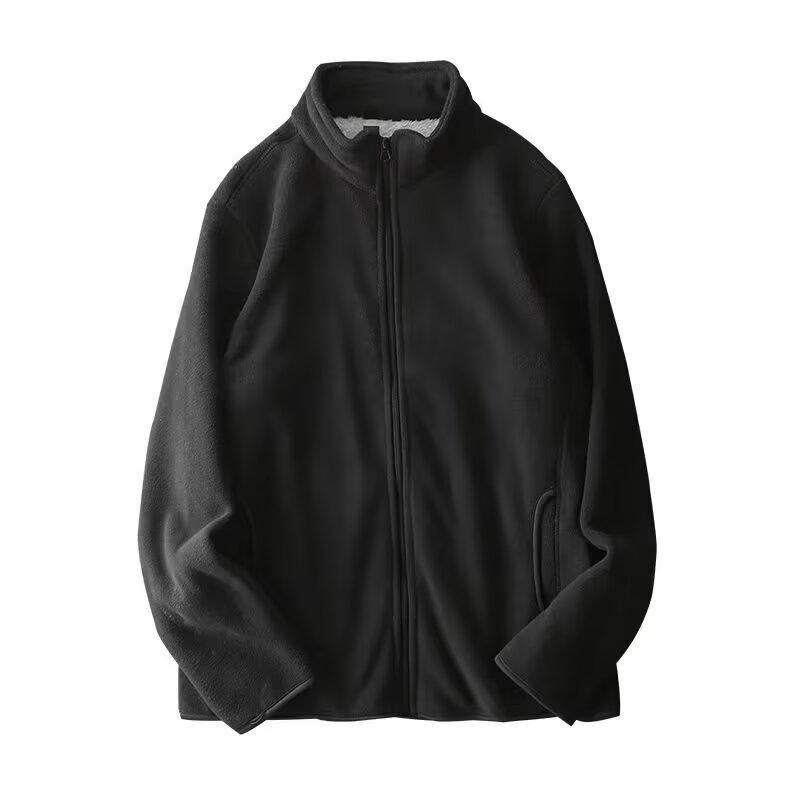 

Men s Plush Stand Collar Cardigan Jacket, Spring 2025 Collection, Thickened, Solid Color. 3XL чорний