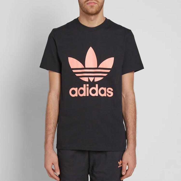 adidas Originals Kleeblatt-Logo Lässiges Sportabzeichen Rundhals Kurzarm T-Shirt Herren Oberteile Schwarz CY7874