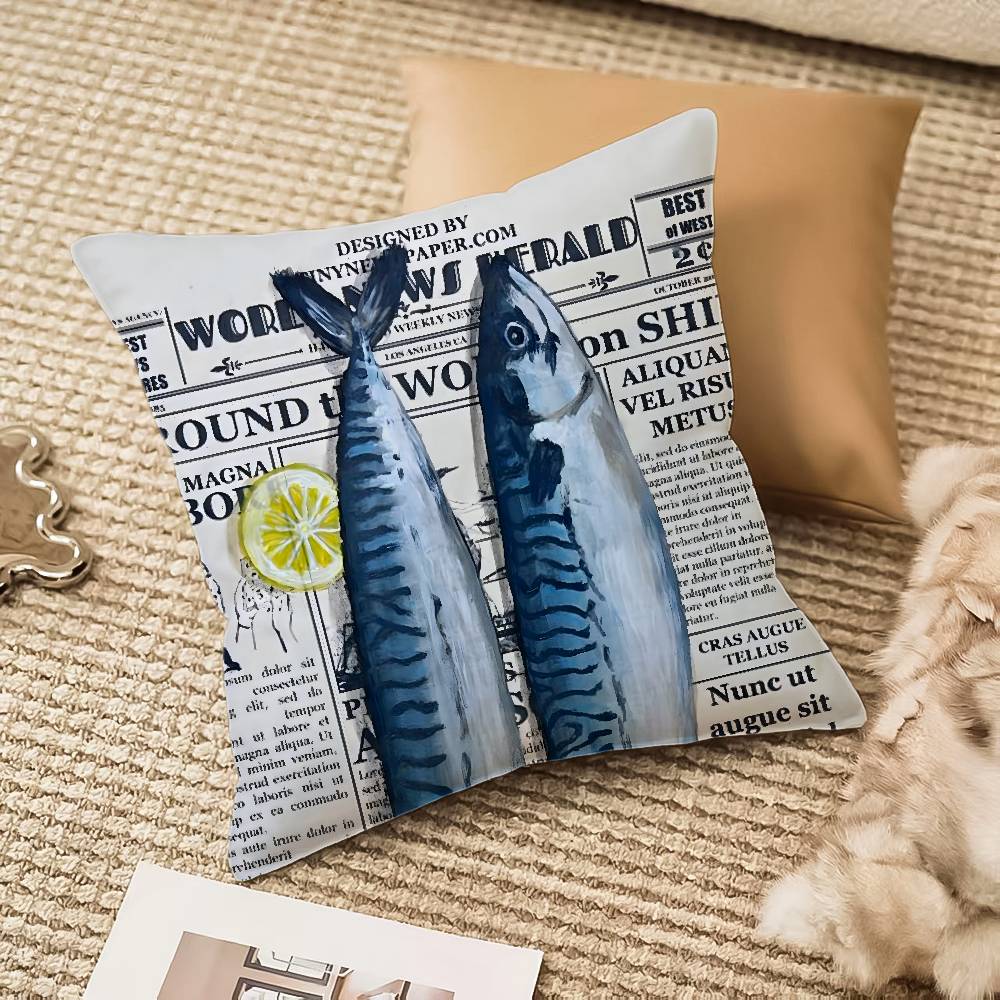 Colorful Sardine Lobster Pillow Case Anti-dustmite Invisible Zipper Sofa Bed