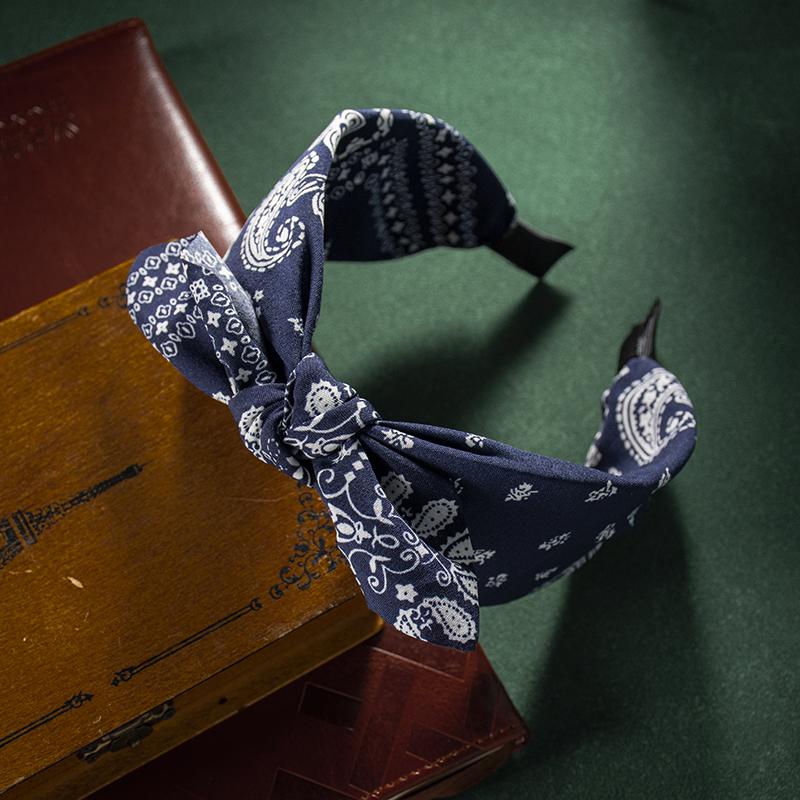 

Модные хлопковые цветы кешью с принтом, мягкие широкие обручи для волос, аксессуары для волос для женщин, повседневная повязка на голову с бантом и крестом в этническом стиле