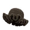 Sweet Ruffled Edge Fisherman Hat Cable Knit Winter Warm Bucket Hat Windproof Knitted Beanie  Women