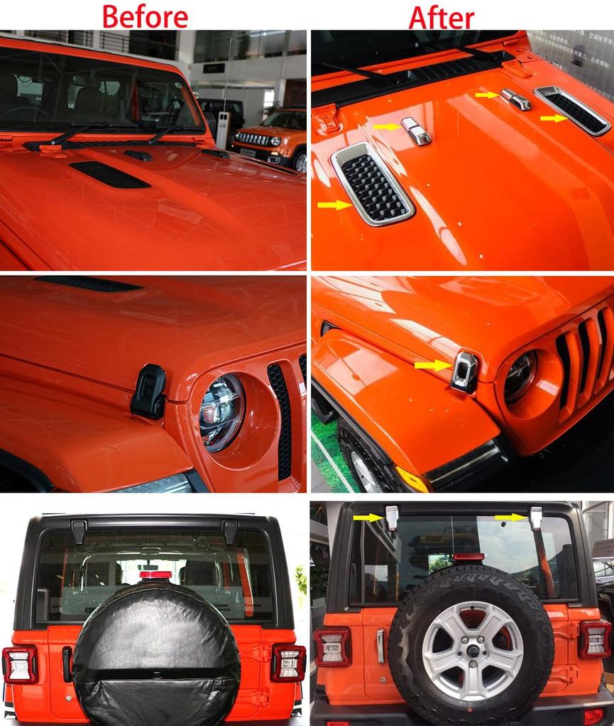 RUIQ Chrome Fender Garnish for the New Jeep Wrangler Side Dummy Air Euro Outside Side Door Specially Designed for the Jeep Wrangler JL JL, Duct, Duct,