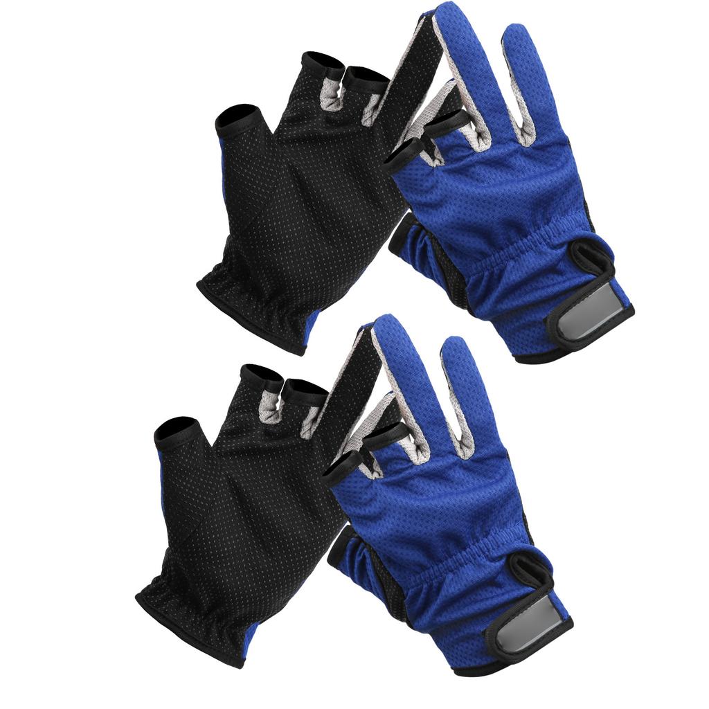 2 Pair Three Finger Fishing Gloves Neoprene Breathable Gloves with Antiskid Convex Point