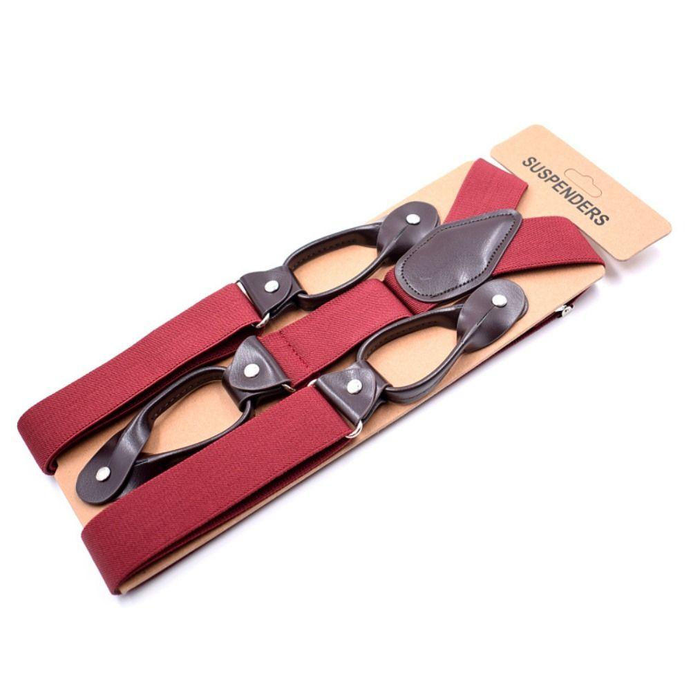 Y Shape Vintage Leather Braces Suspenders Elastic Braces Trouser Straps Belt Adjustable Strap Clip