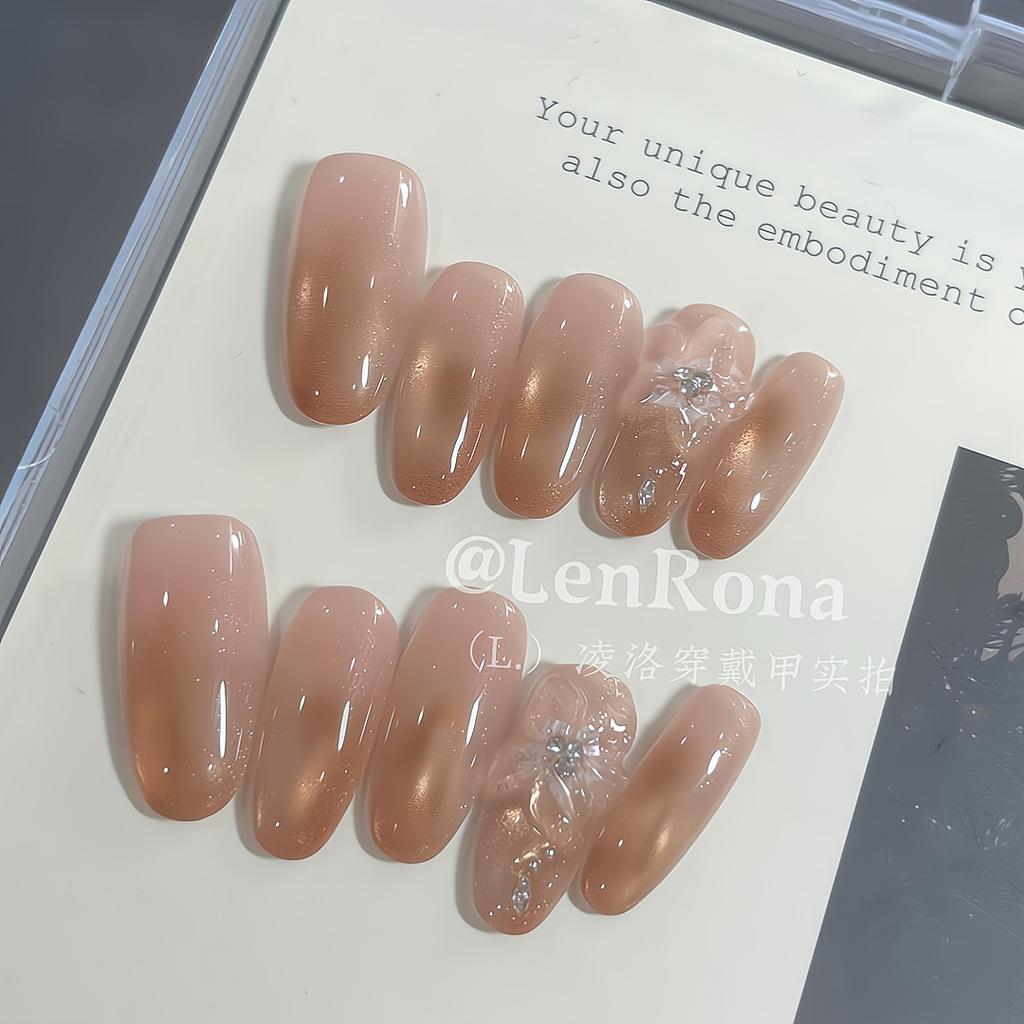 Press On Nails Medium Stiletto Glitter Fake Nails Press Ons with Design Reusable Acrylic False Nail Full Cover Glue On Nail Stick On Nail for Women