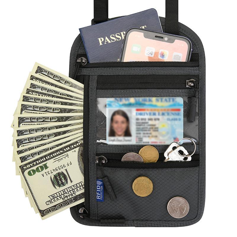 Fascia porta soldi da viaggio Blocco RFID Impermeabile Marsupio Marsupio Portafoglio Nascosto Segnale Blocco RFID Porta Passaporto Borsa Documenti