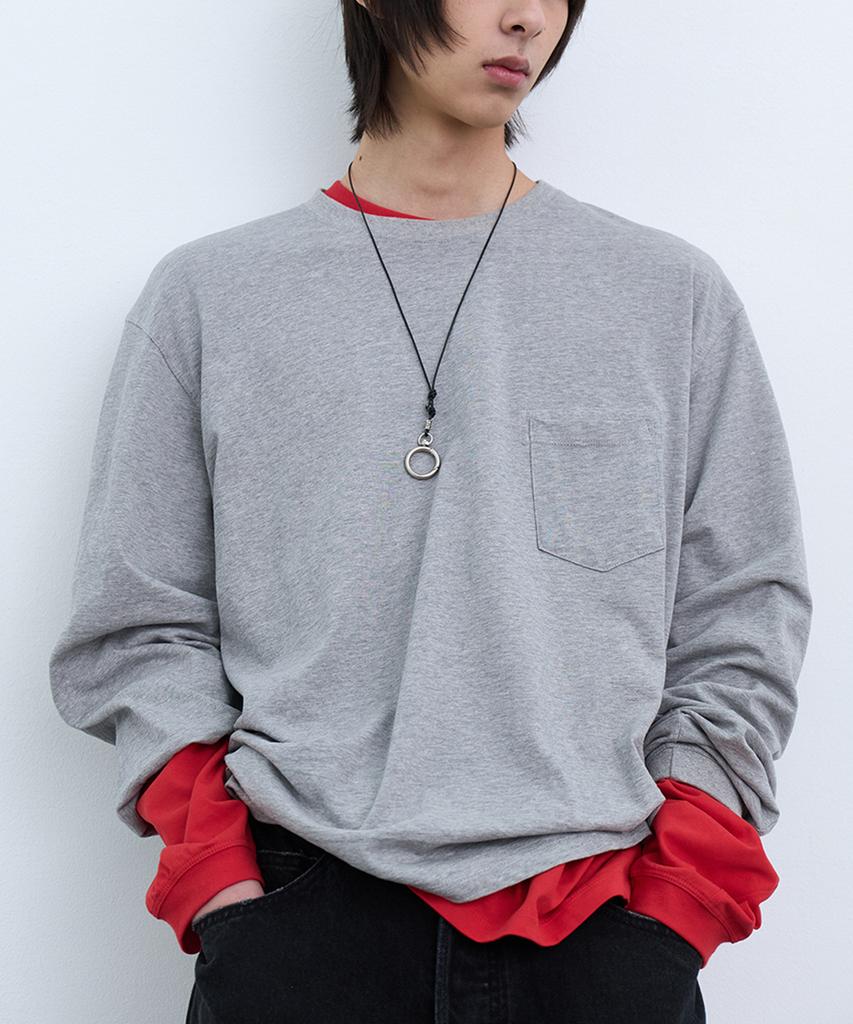 YOUCHE PRET A PORTER Sq Slant Long Sleeve Tee Heather Gray