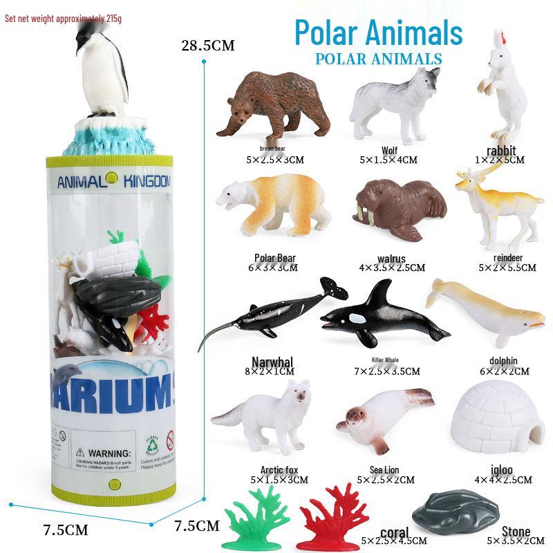 Polar Wildlife Animal Model Toy Set: Polar Bear & Penguin