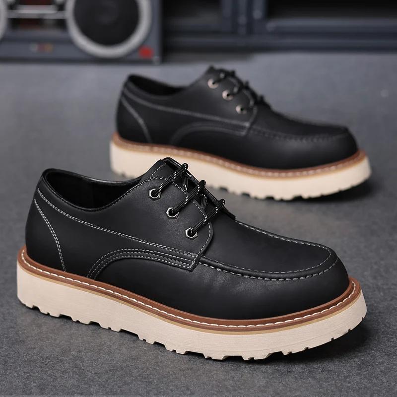 Fashion Men Casual Shoes Outdoor Lace Up Fashion Leather Shoe Outdoor Shoes Zapatos Casuales Hombres Oxfords Men Leather Shoes