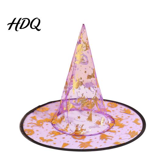 Lightweight Witch Hat Halloween Organza for Women Adult Wizard Costume Party Decoration Accessories Breathable Pointed Cap Cosplay Props Carnival