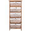 5 Drawer Dresser Wicker Basket Storage Shelf Unit Wooden Frame Home Organisation Cabinet Bedroom Office Furniture Natural Finish