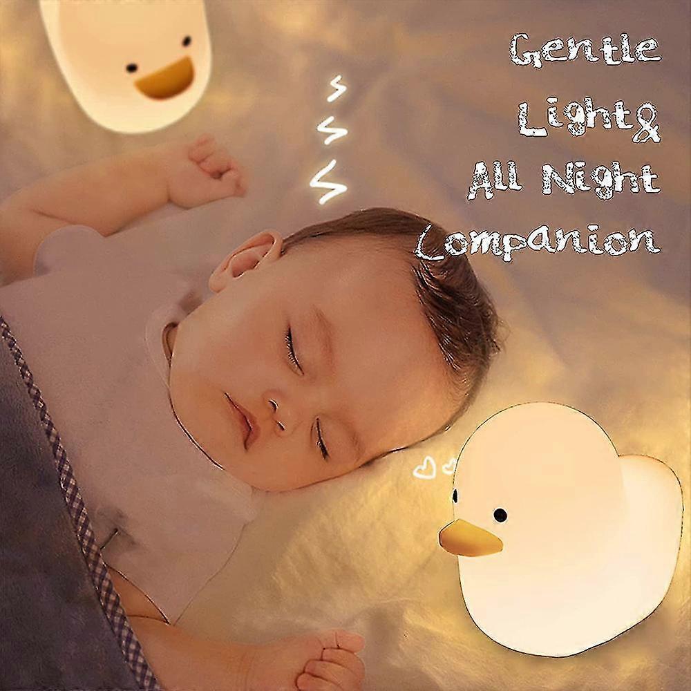 Led Duck Night Light Usb Bedside Silicone Sleeping Lamp Touch Control W/ Timer