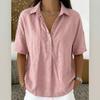 Summer Women's Solid Color Loose Comfortable Lapel Short Sleeve Shirt, New Casual Blouse for European American, Crossborder Fashion Top