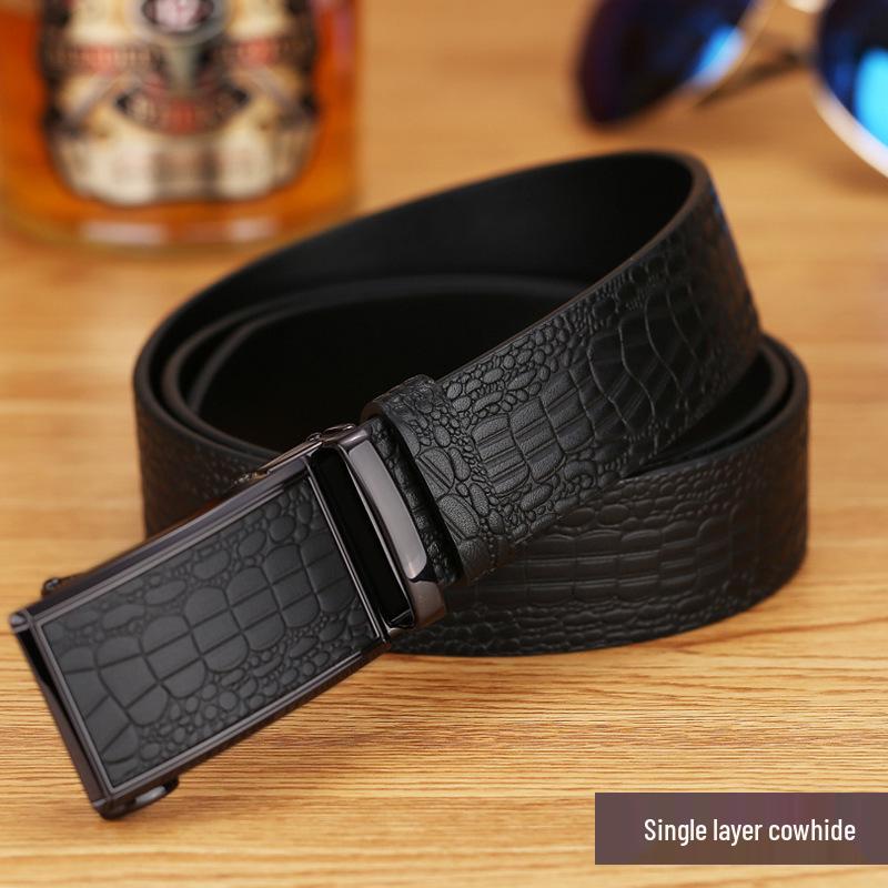 Men's Premium Crocodile Pattern Leather Automatic Belt