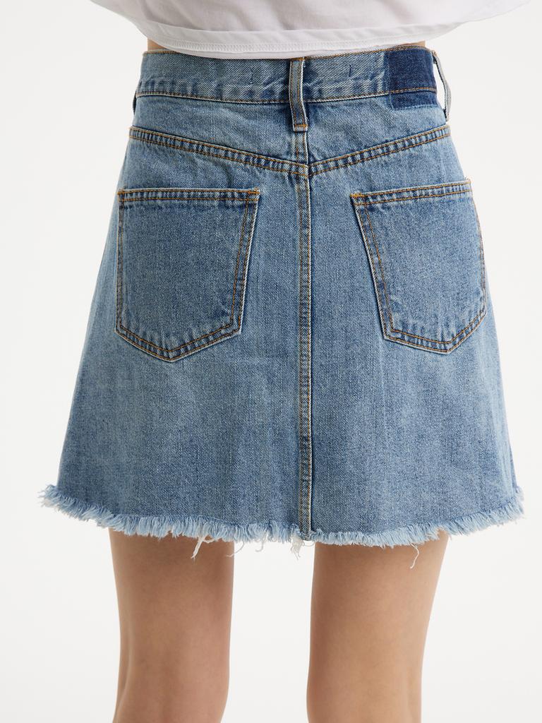 Unknown Planet Up-412 Asymmetrical Denim Wrap Skirt