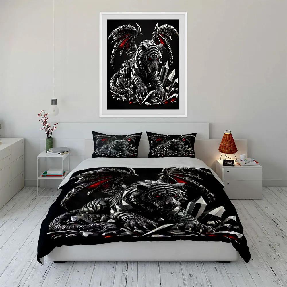 "Dragon Tiger Crystal Decor Set" Soft Comfortable Duvet Cover Bedding Set Included 1*Duvet Cover & 2*Pillowcases gift