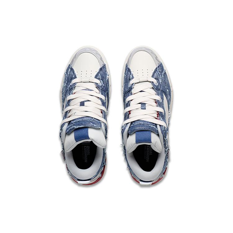 New LiNing Wave Pro GOLDEN Low Top Skateboard Shoes Men's Blue White AECS073-10