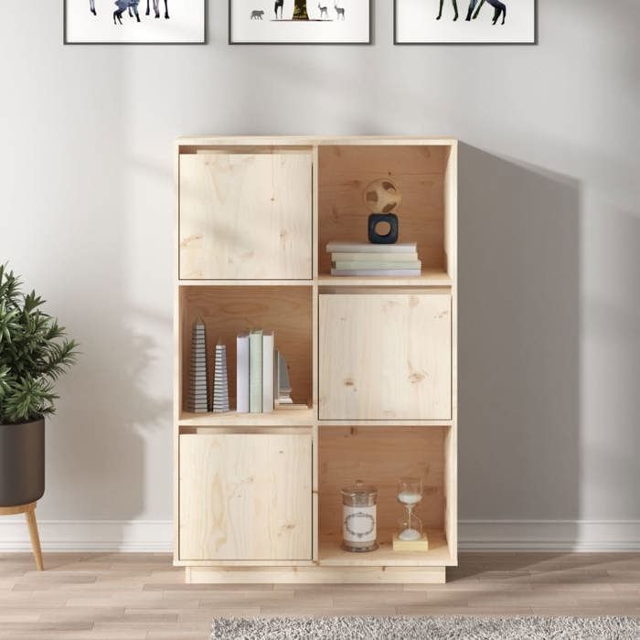 Buffet haut - Bois Massif - Pin - 2 portes - 74x35x117 cm - Salon
