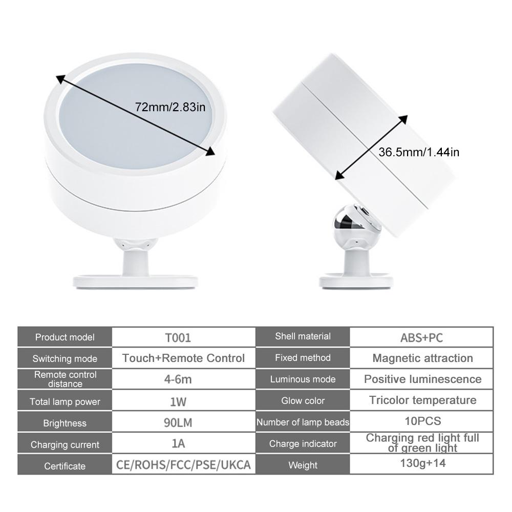 USB Rechargeable LED Wall Light Touch & Remote Control Cordless Wall Mounted Sconce Lights For Bedroom Reading Lamp 2000mAh