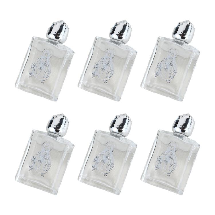 6Pack Reuses Holier Water Bottles with Secures seal Lid Travel Friendly Catholic Church Supplies Durability Glass Holders