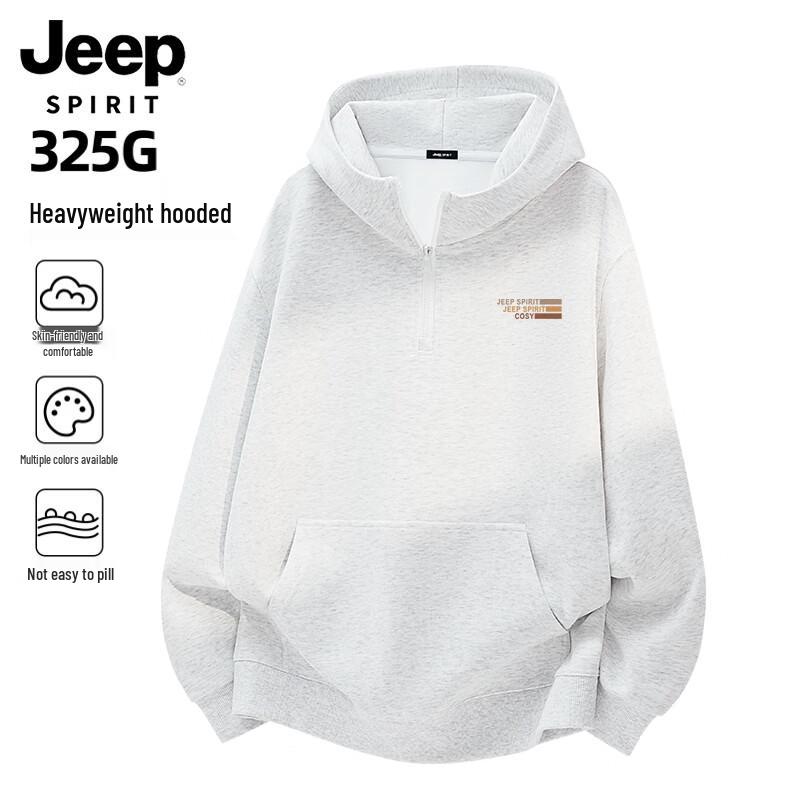 JEEP SPIRIT Men s Casual Half-Zip Hooded Sweatshirt XL
