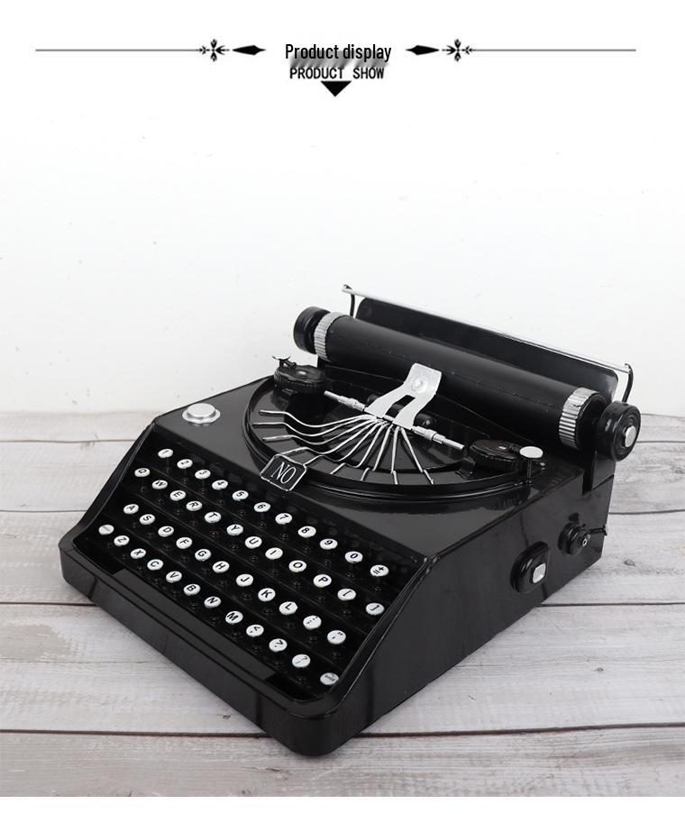 Vintage Typewriter Tinplate Ornament for Display & Photography Props