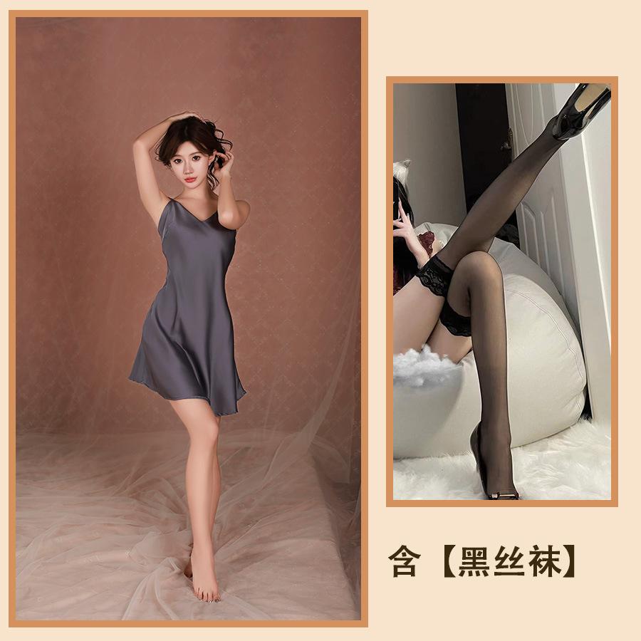 Sexy Unterwäsche Strapsnachthemd Damen Sommer Eis Seide Rückenfrei Übergröße High-End Pure Desire Sexy Pyjamas