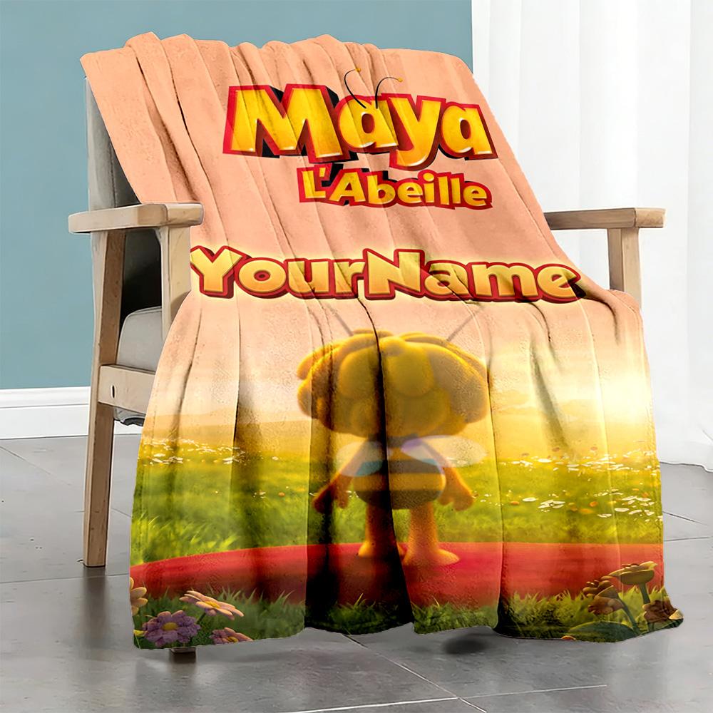 Biene Maja Personalisierbare Decke Gemütliche Personalisierbare Decke Weich Warm Gemütlich Großartig für Heimdekoration Bettwäsche Picknicks Wohnzimmer für Alle Anlässe
