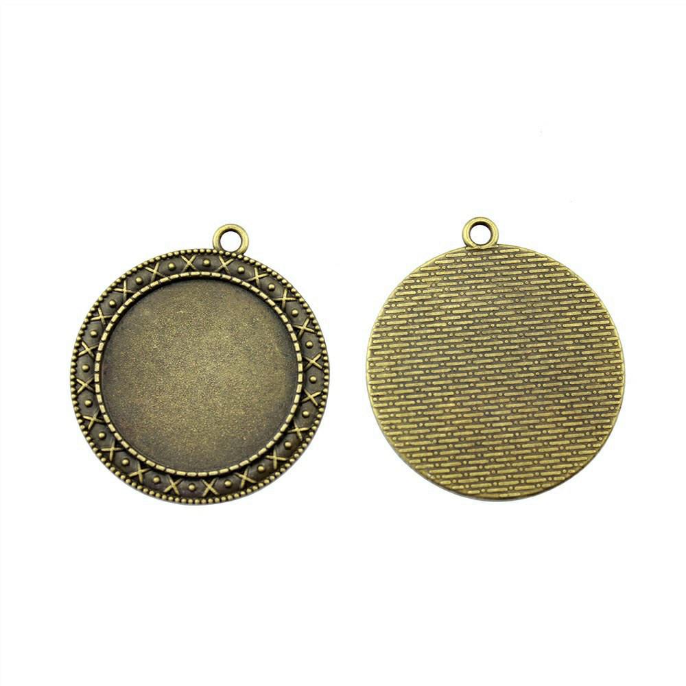 Metal Vintage Owl Pendant Charms Bezel Base Fit 30mm 35mm Flat Frames For Resin Art