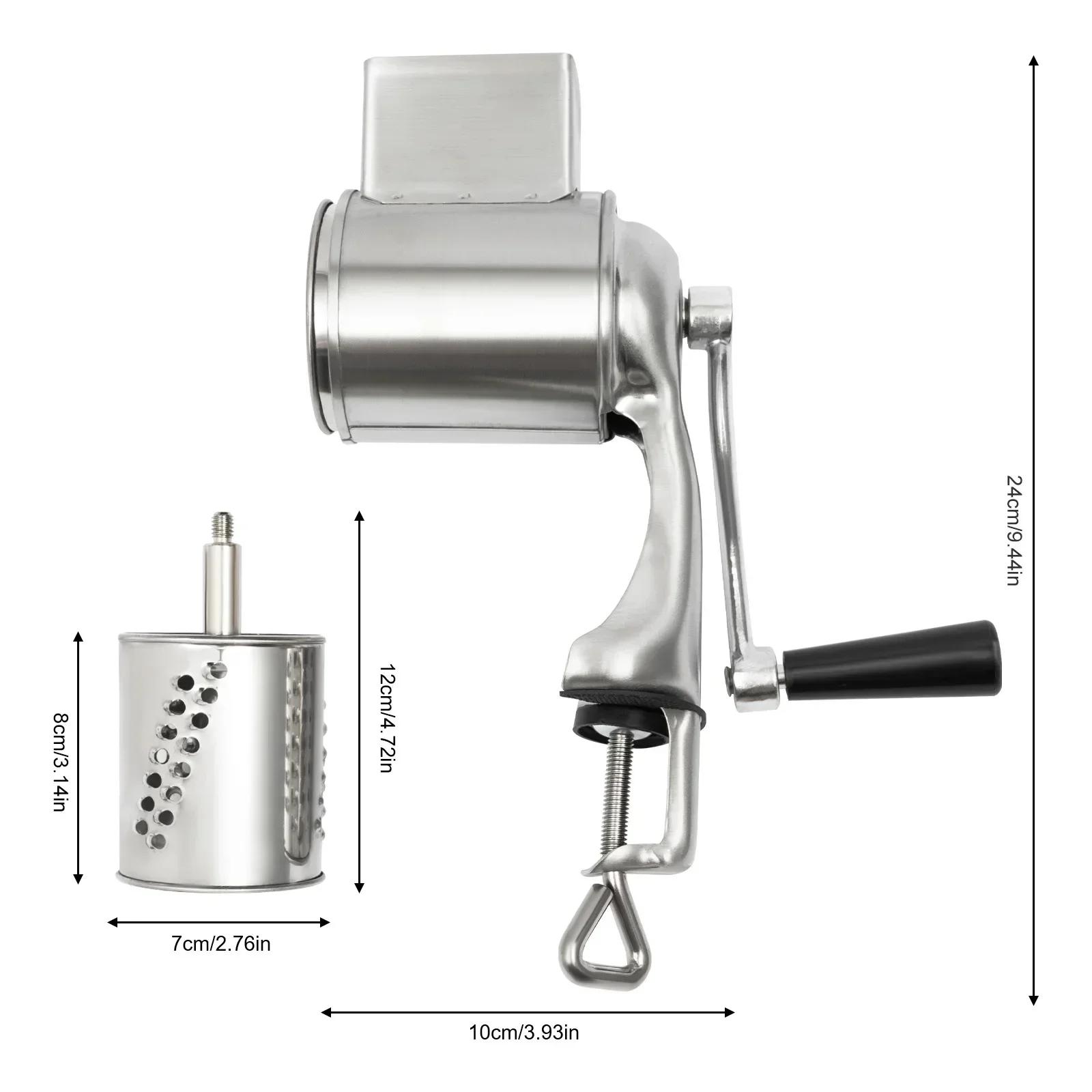 Cheese grater,vegetable slicer,nut chopper w/5 blades,multifunctional stainless steel grinder,hand-crank rotary vegetable slicer