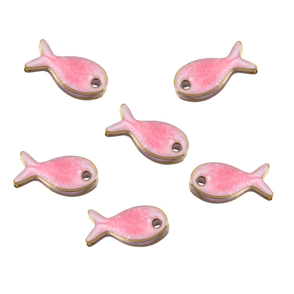 10pcs New Stainless Steel Colorful Marine Coral Starfish Fish Seaweed Charm Necklace Earring Pendant Base for DIY Jewelry Making