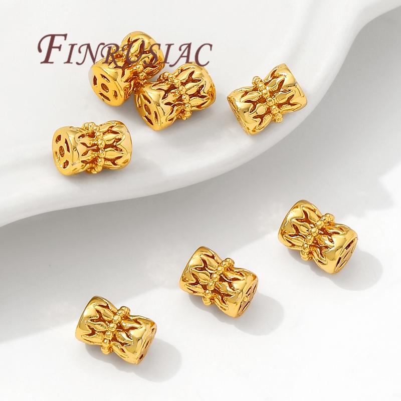 7.5mm*5.6mm 18K Gold Plated Hollow Spacer Beads For Jewelry Making,Separators For Bracelet Accessories,Metal Beads,Necklace Bead